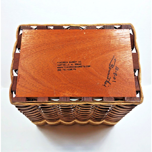 FOXCREEK Basket Company Dated & Signed Magazine Book Basket 2001 w Divider USA - Picture 8 of 11